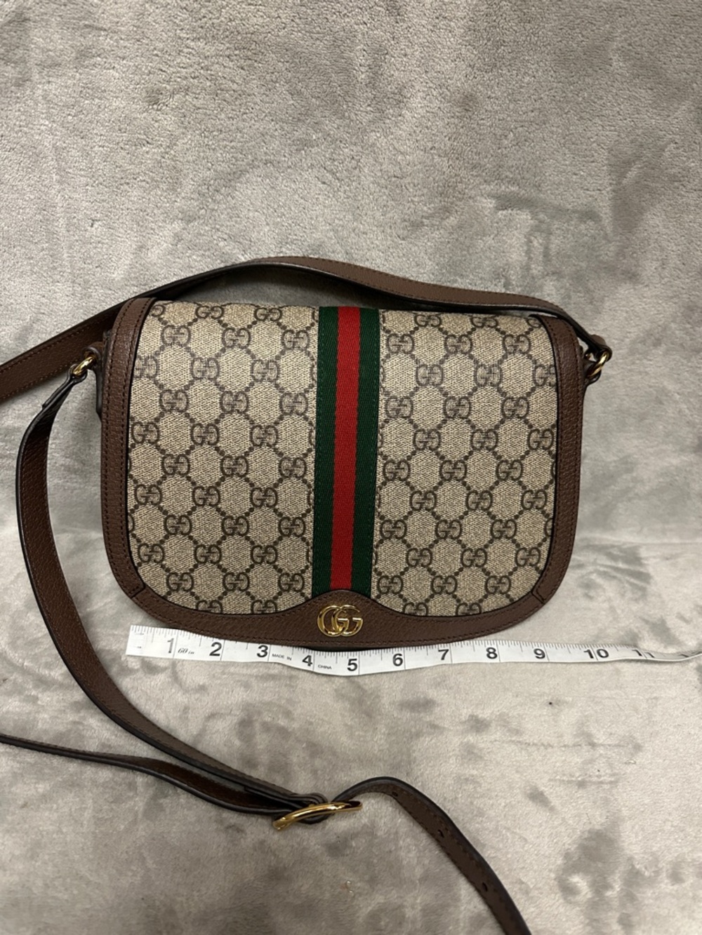 Bundle! Gucci GG Supreme Monogram Web Small Ophidia Flap Bag - Picture 2 of 14